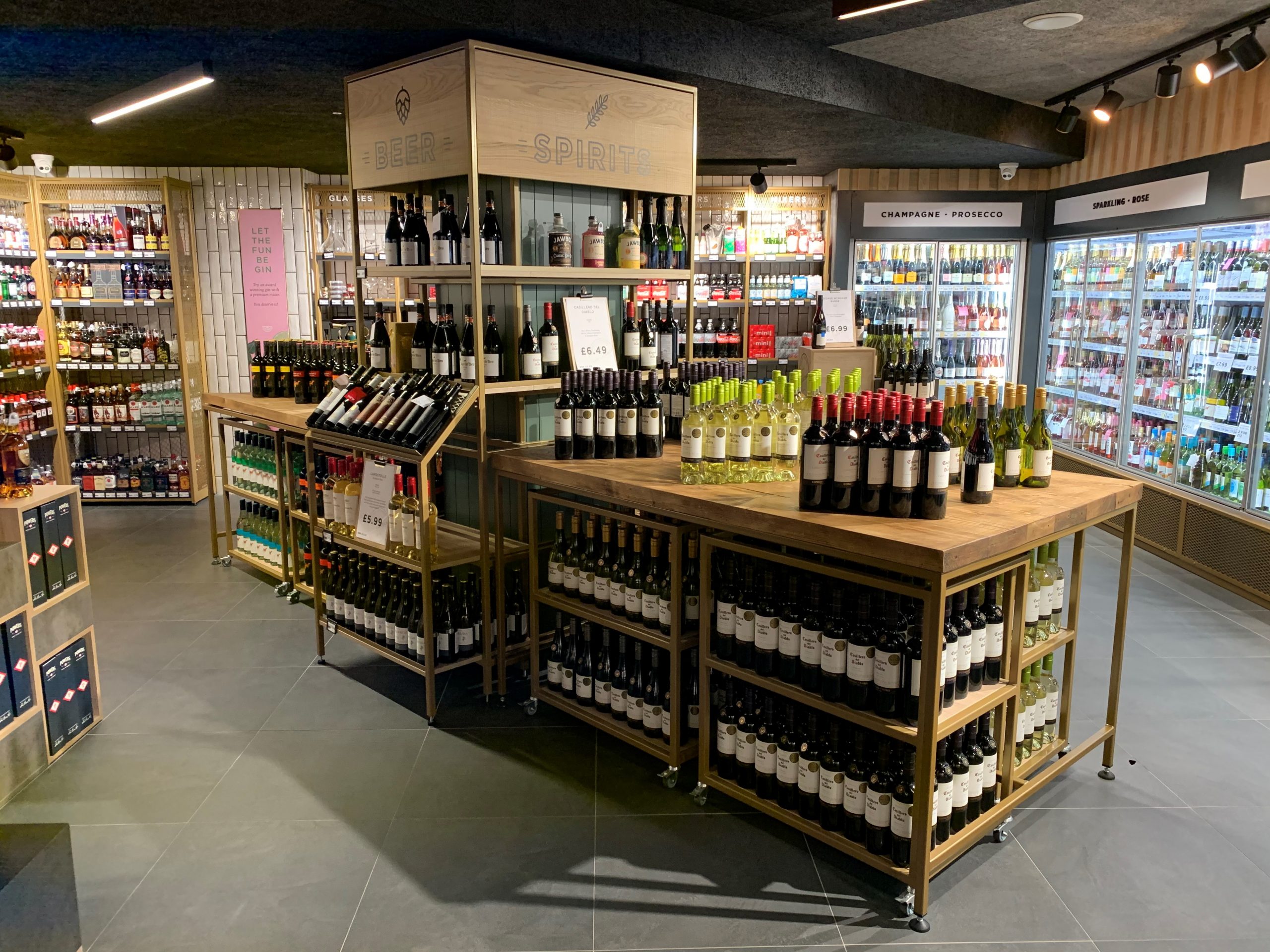 An image of the interior fit out of Newell Wine Stores, Dungannon