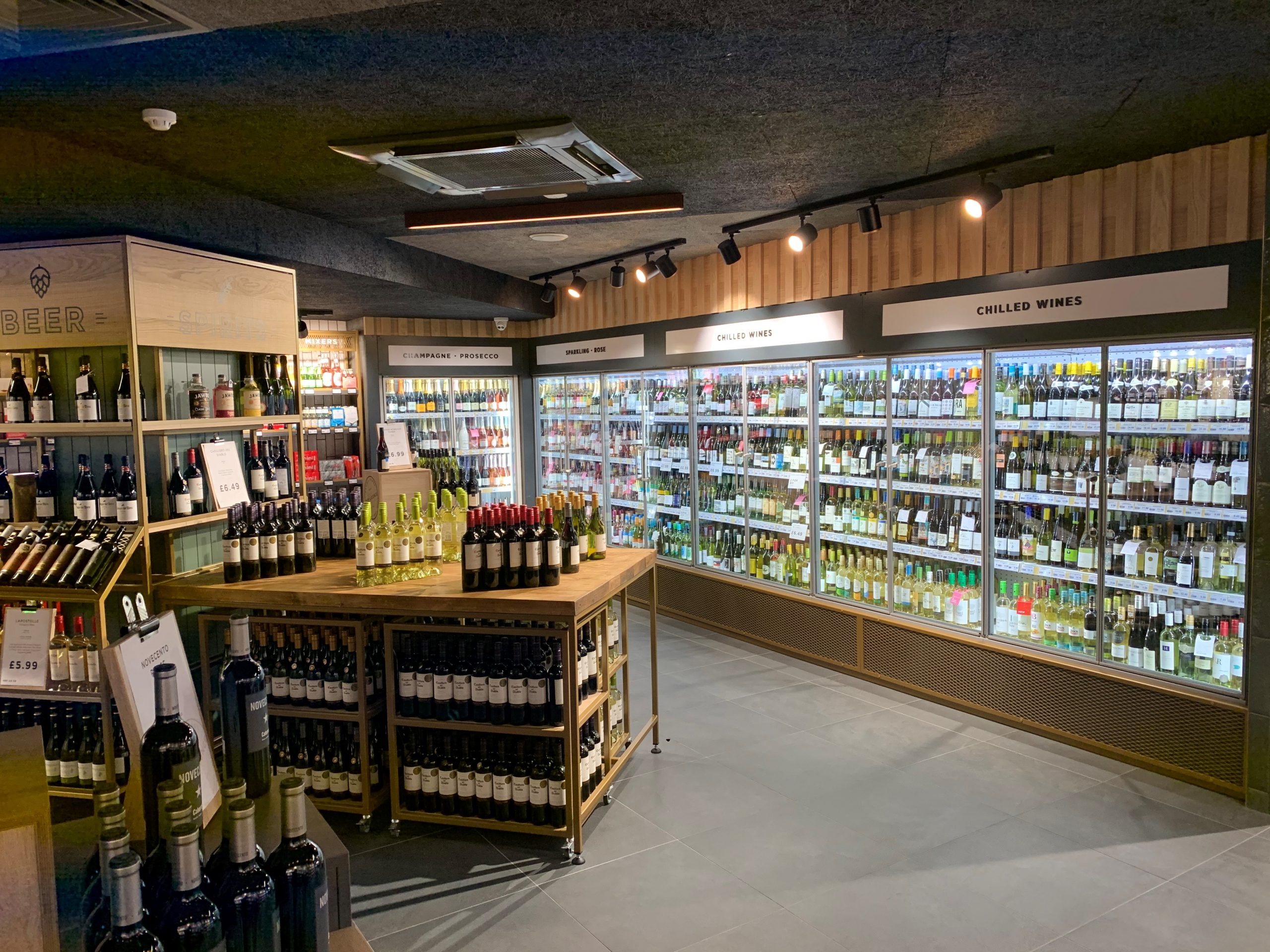 An image of the interior fit out of Newell wine stores, dungannon