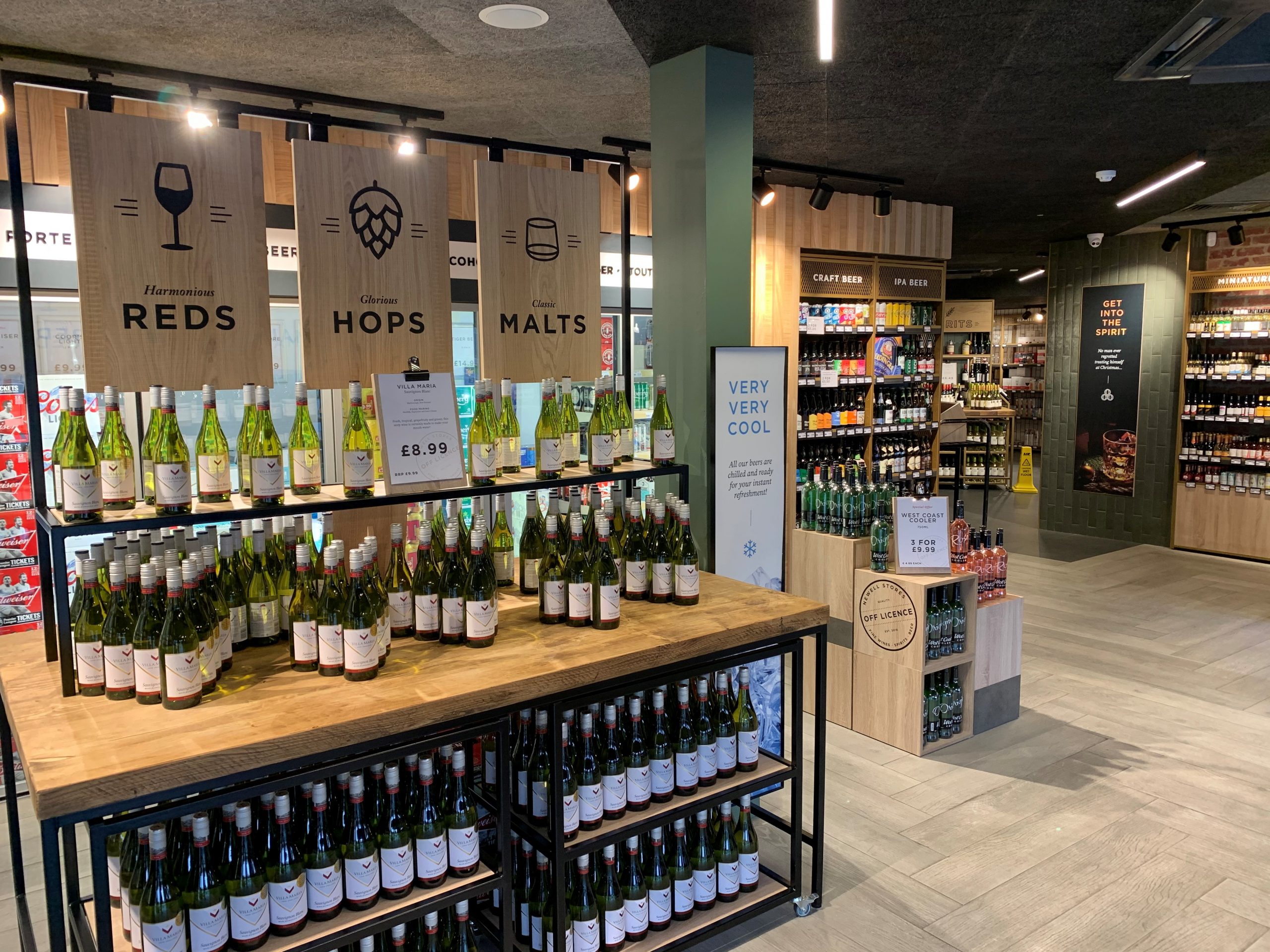 An image of the interior fit out of Newell Wine Stores, Dungannon